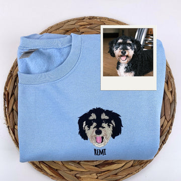 Custom Dog Portrait Sweatshirts - Personalized Pet Embroidery Hoodies - Dog Lover Gift