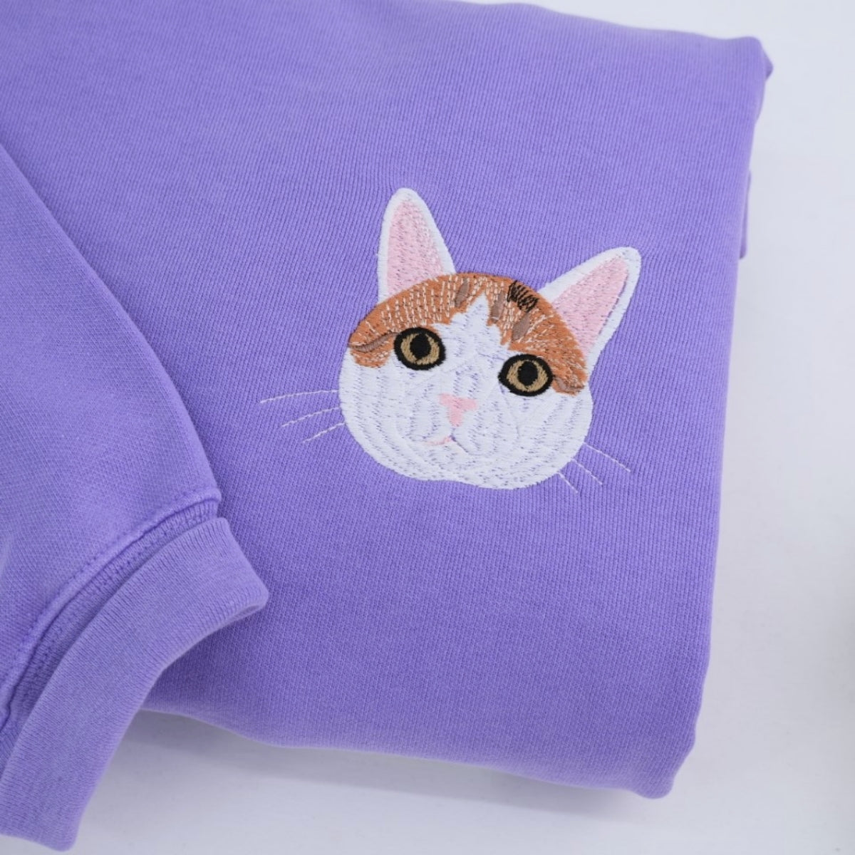 Cat Lover Custom Hoodies - Personalized Cat Face Embroidered Sweatshirts - Custom Pet Name Gift for Cat Mom Dad