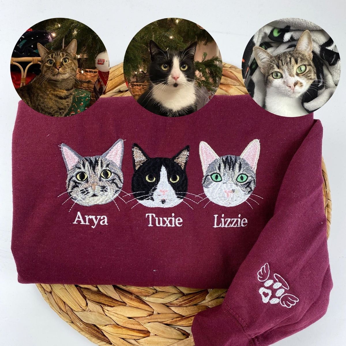 Cat Lover Hoodies Custom - Photo Embroidered Cat Sweatshirts - Personalized Cat Parent Apparel