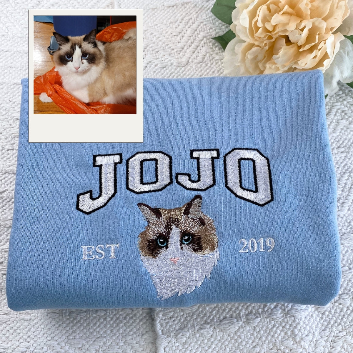 Cat Name Embroidered Hoodies - Custom Pet Varsity Style Sweatshirts - Personalized Cat Parent Apparel