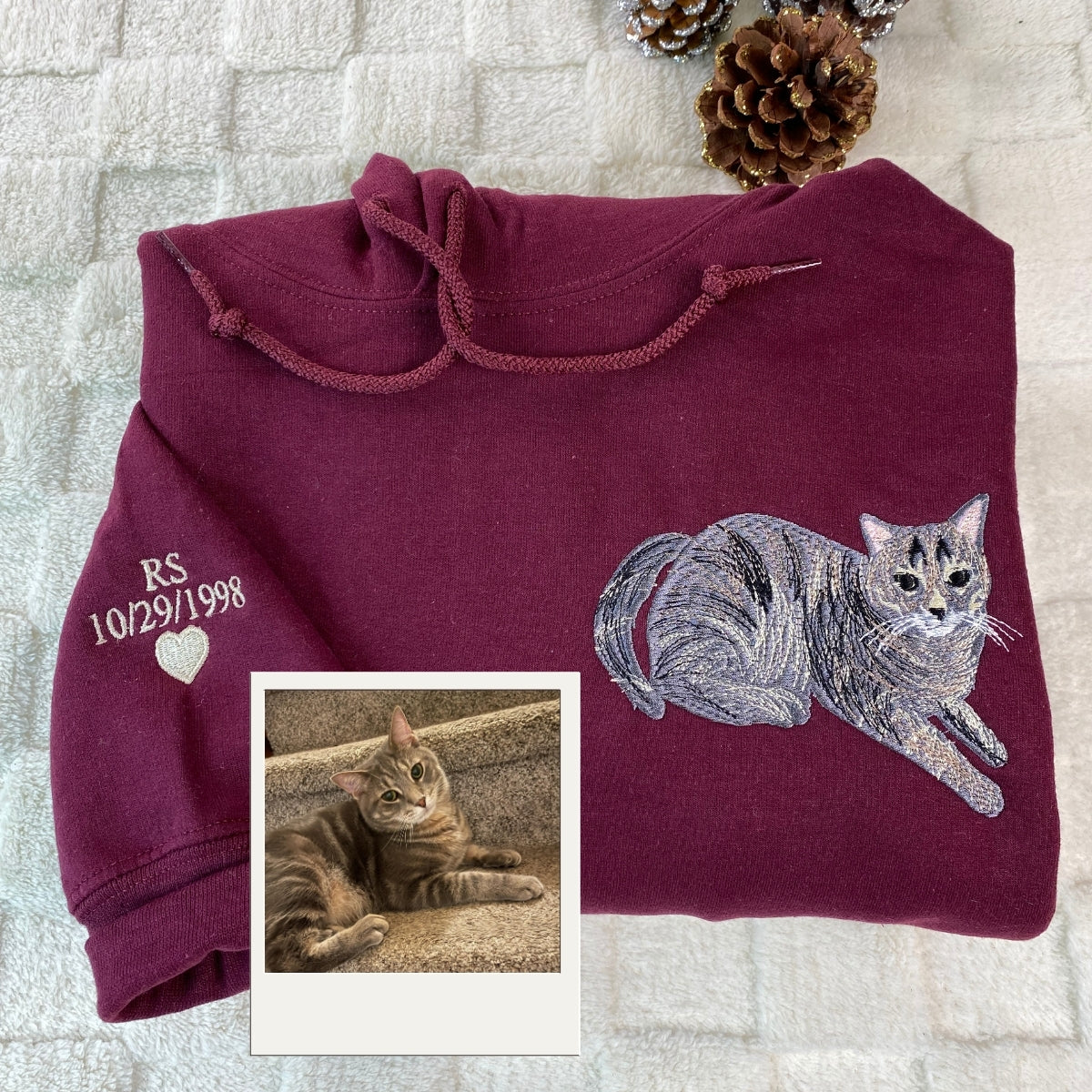 Cat Parent Hoodies - Custom Pet Face Embroidered Sweatshirts - Proud Cat Mom Dad Gift