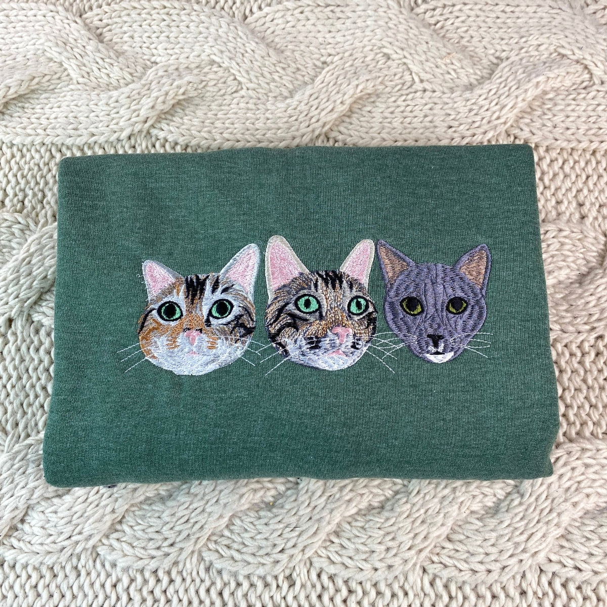Cat Parent Hoodies - Custom Pet Face Embroidered Sweatshirts - Proud Cat Mom Dad Gift