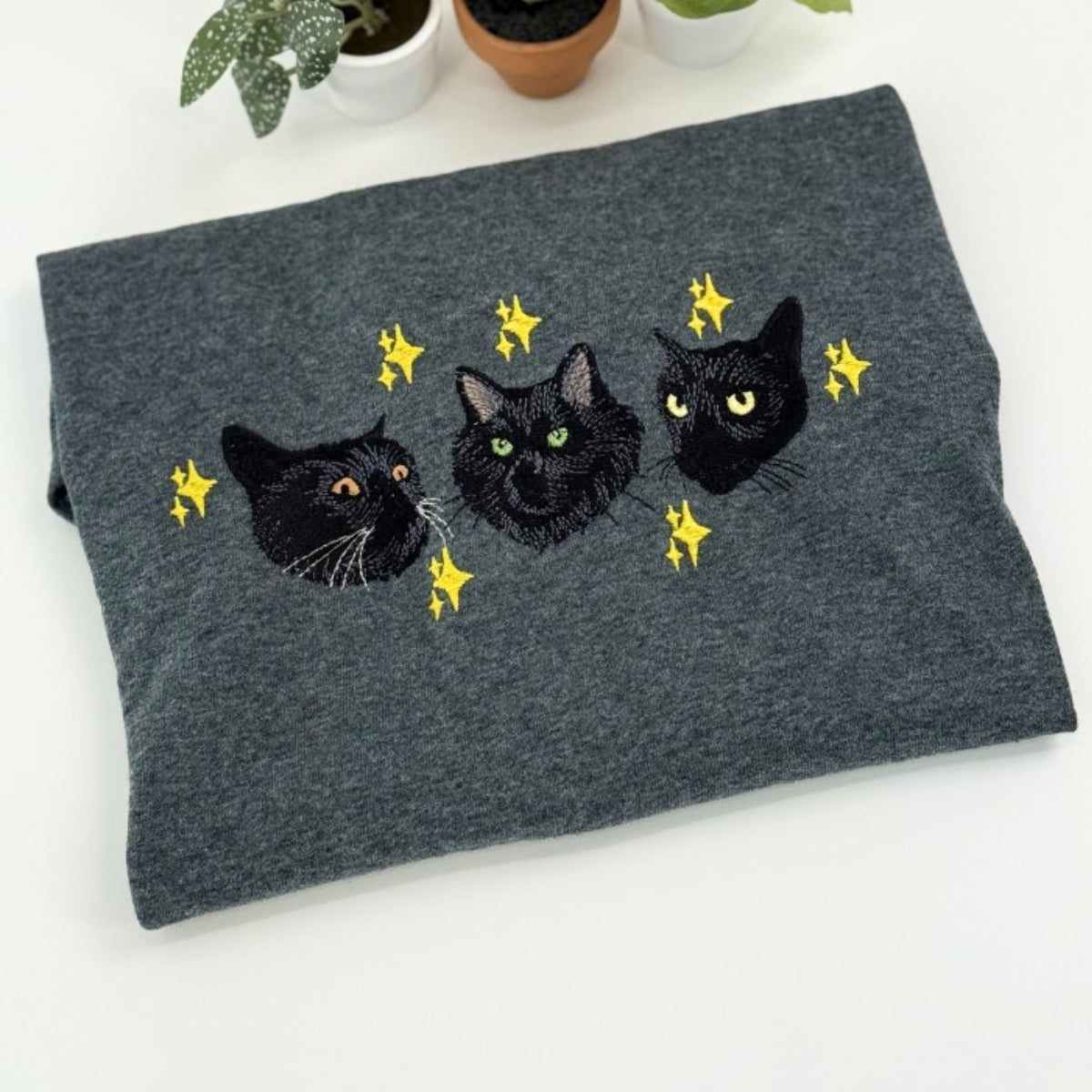 Cats Portrait Hoodies - Multi Pet Face Embroidered Sweatshirts - Custom Cat Family Collection Gift