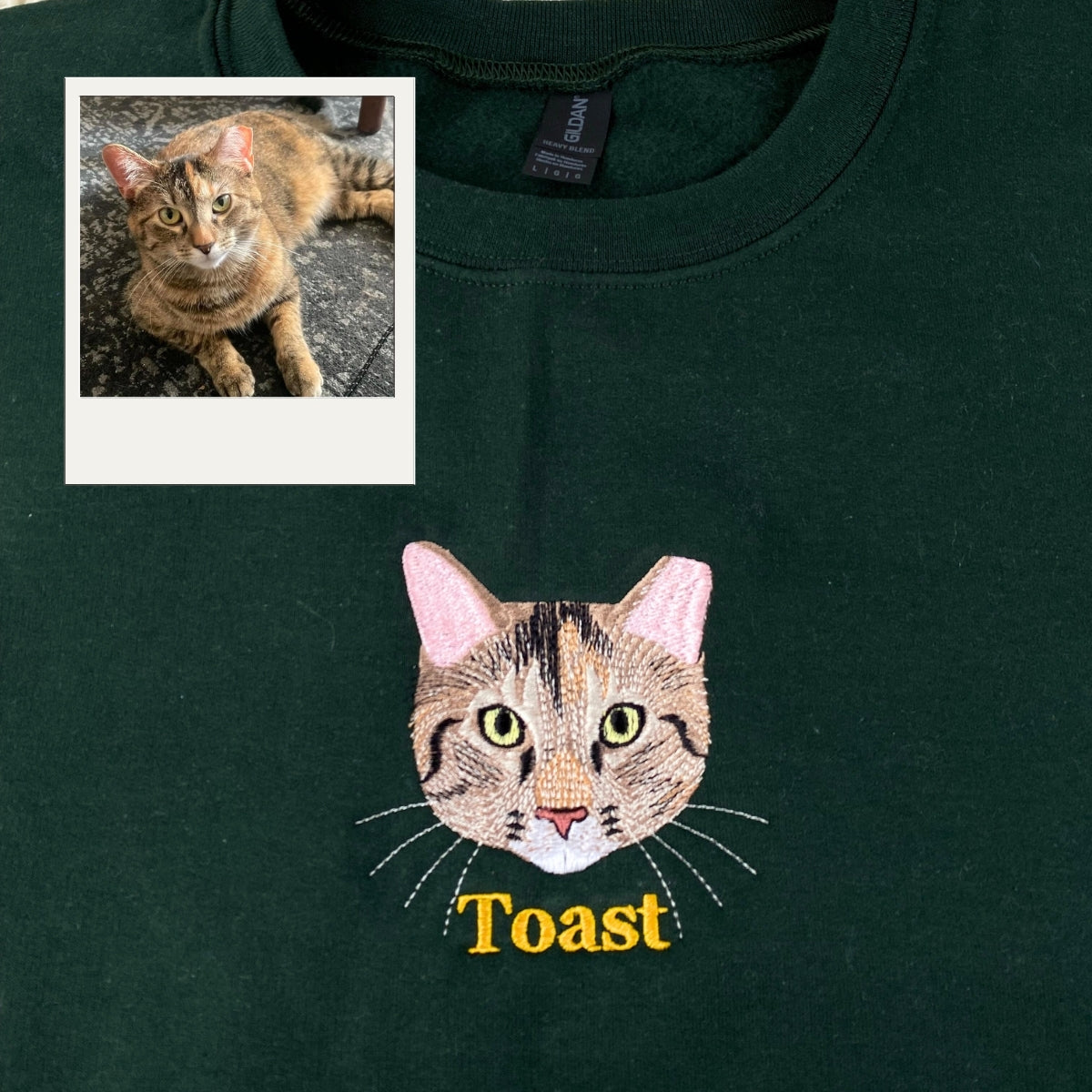 Custom Cat Portrait Sweatshirts - Pet Photo Embroidered Hoodies - Personalized Cat Lover Gift
