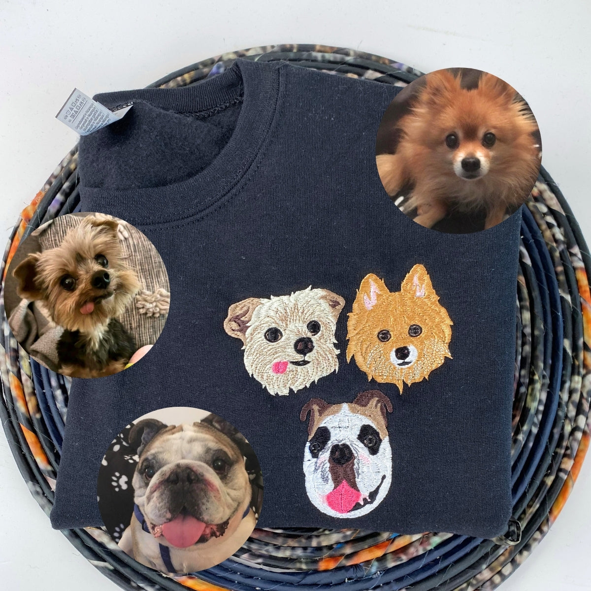 Custom Dog Mom Hoodies - Pet Portrait Embroidered Sweatshirts - Personalized Dog Lover Gift