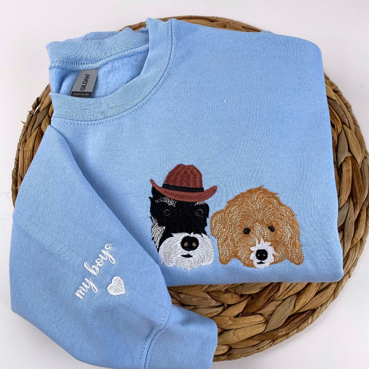 Custom Dog Mom Hoodies - Pet Portrait Embroidered Sweatshirts - Personalized Dog Lover Gift