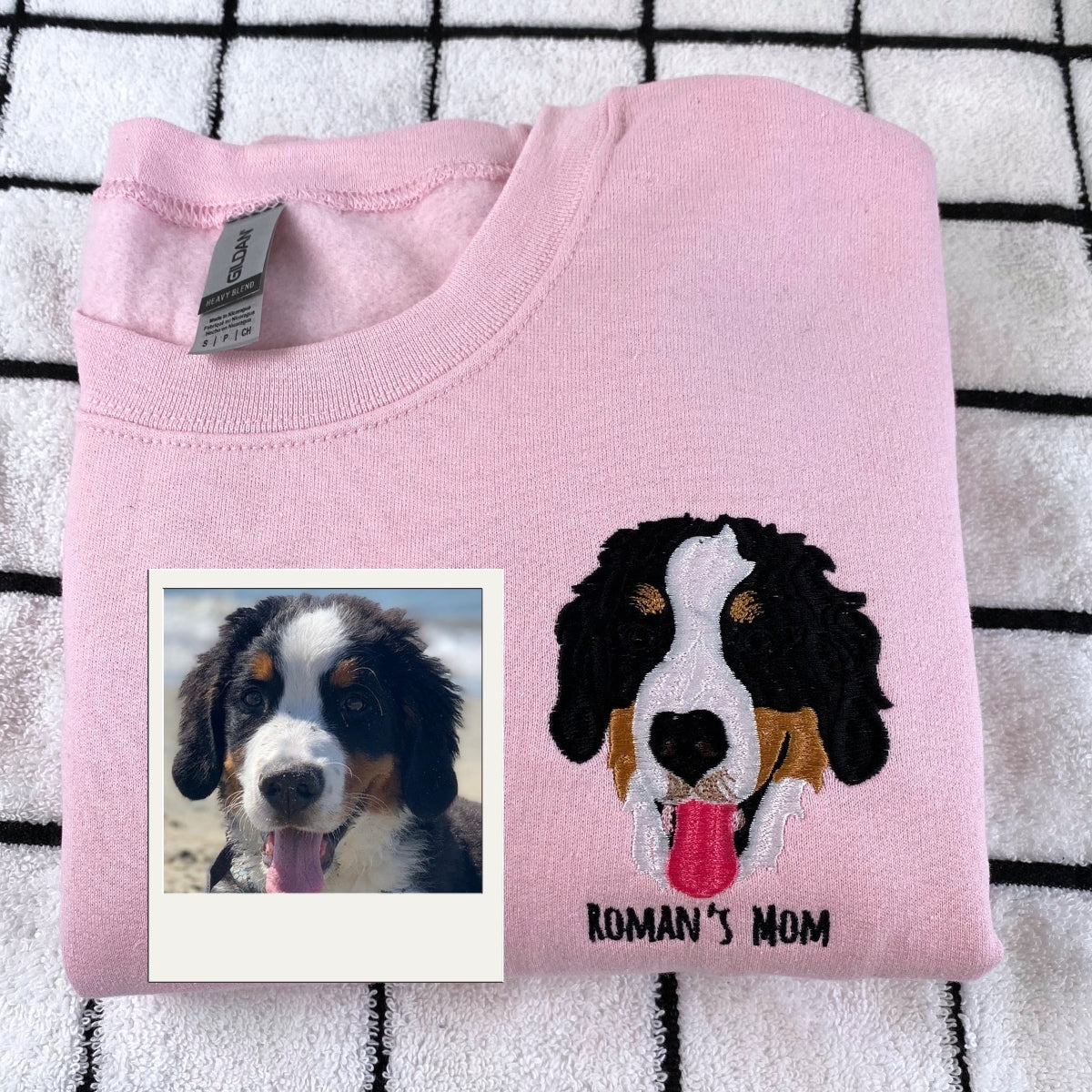 Custom Dog Mom Hoodies - Pet Portrait Embroidered Sweatshirts - Personalized Dog Lover Gift