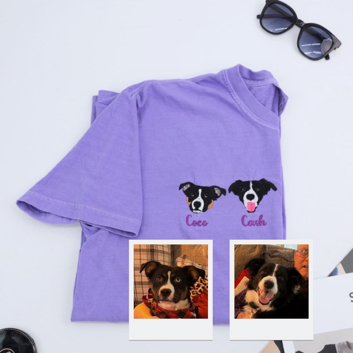 Custom Dog Picture T-Shirts - Personalized Pet Photo Portrait Embroidered Apparel - Perfect Dog Lover Gift