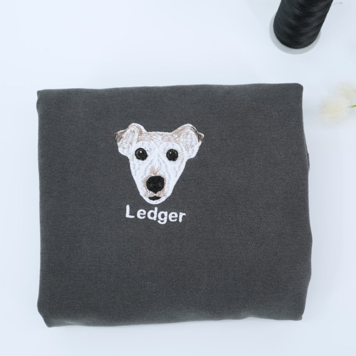Custom Dog Portrait Hoodies - Personalized Dog Face Embroidered Sweatshirts - Dog Mom Dad Gift with Names & Paw Print