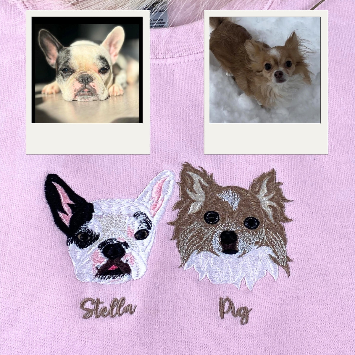 Custom Dog Portrait Sweatshirts - Personalized Pet Embroidery Hoodies - Dog Lover Gift