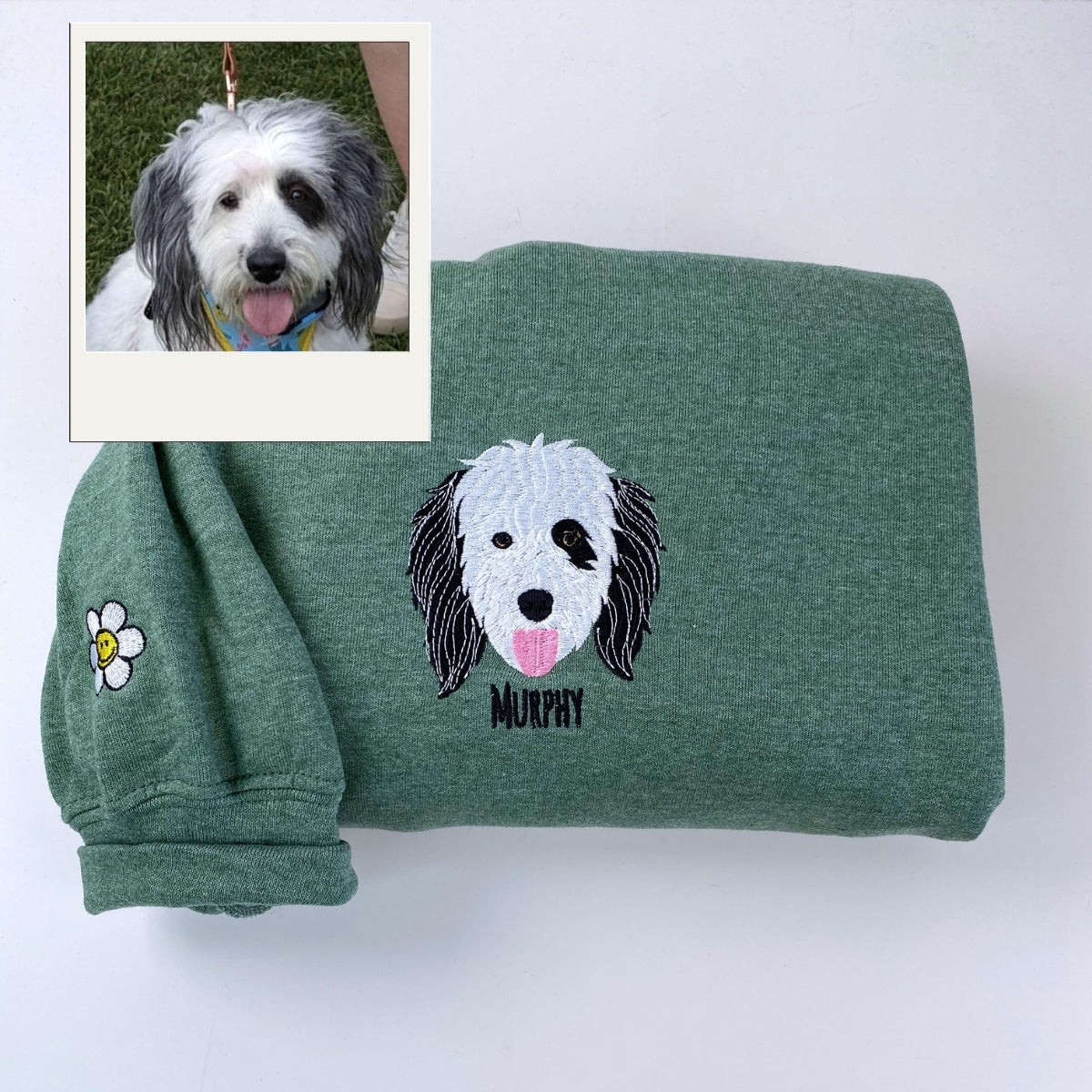 Custom Dog Portrait Sweatshirts - Personalized Pet Embroidery Hoodies - Dog Lover Gift