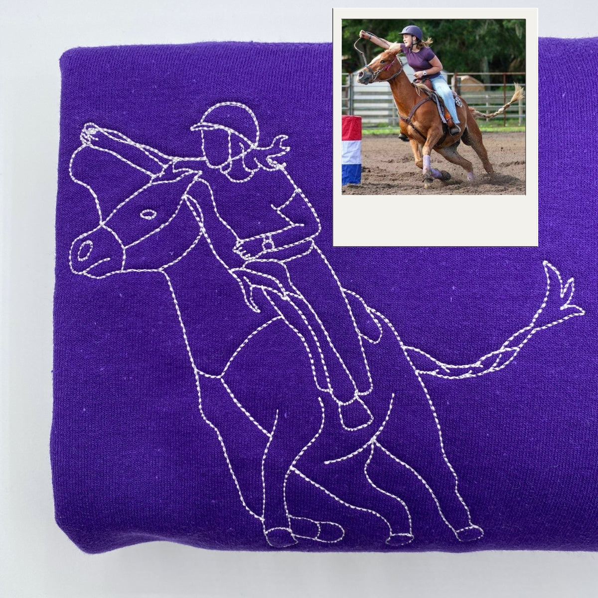 Custom Horse Artwork Hoodies - Line Art Portrait Embroidered Apparel - Equestrian Design