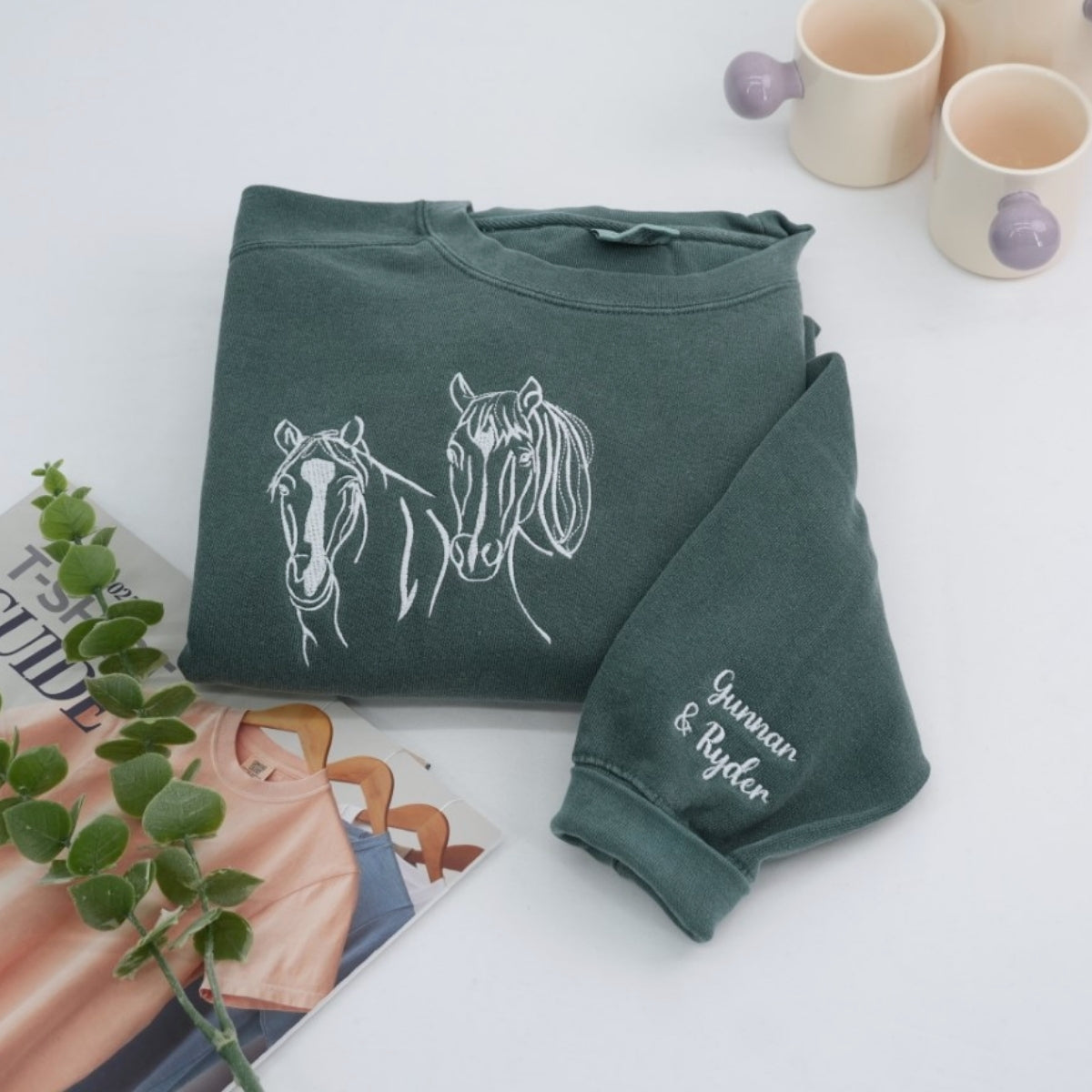 Custom Horse Lovers Hoodies - Equestrian Outline Embroidered Sweatshirts - Perfect Horse Gift