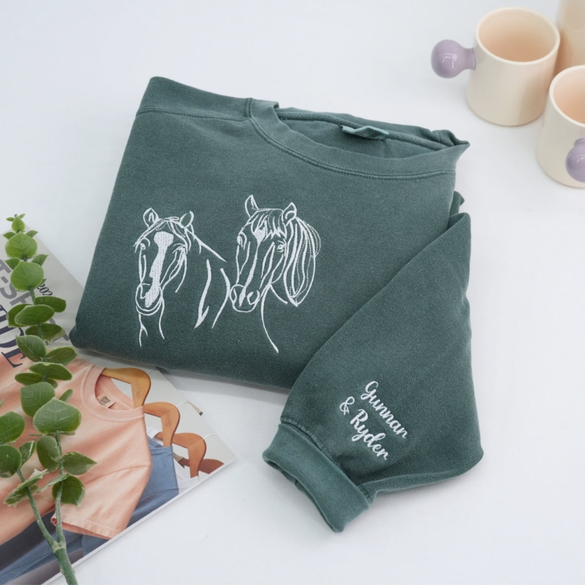 Custom Horse Lovers Hoodies - Equestrian Outline Embroidered Sweatshirts - Perfect Horse Gift
