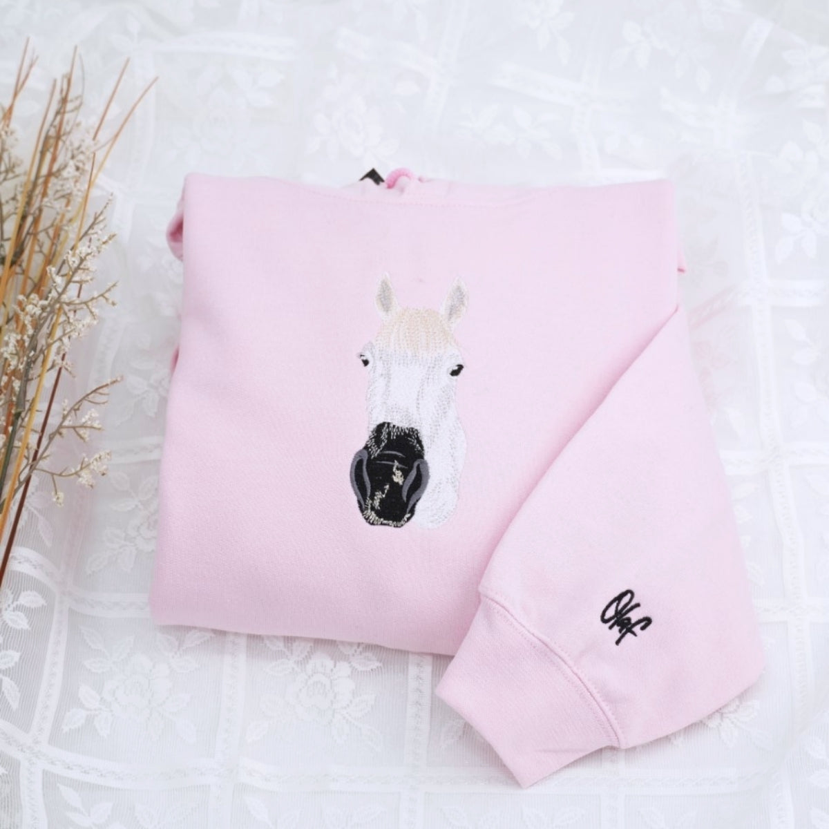 Custom Horse Portrait Hoodies - Personalized Equestrian Embroidered Sweatshirts - Perfect Horse Gift
