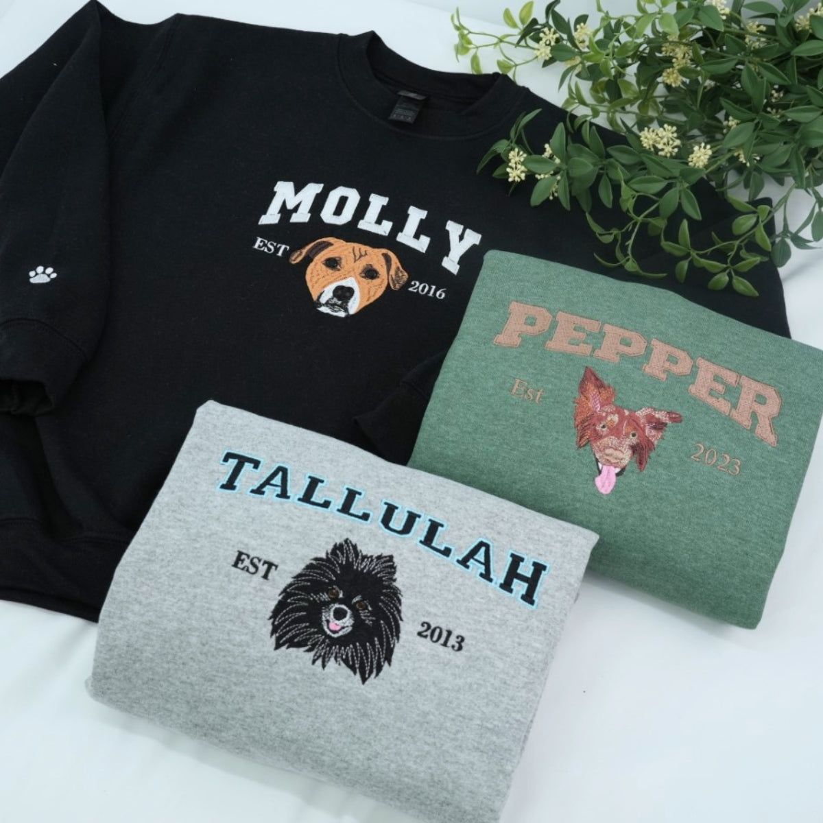 Custom Pet Portrait Embroidered Hoodies - Personalized Varsity Dog Face Sweatshirts - Perfect Pet Parent Gift