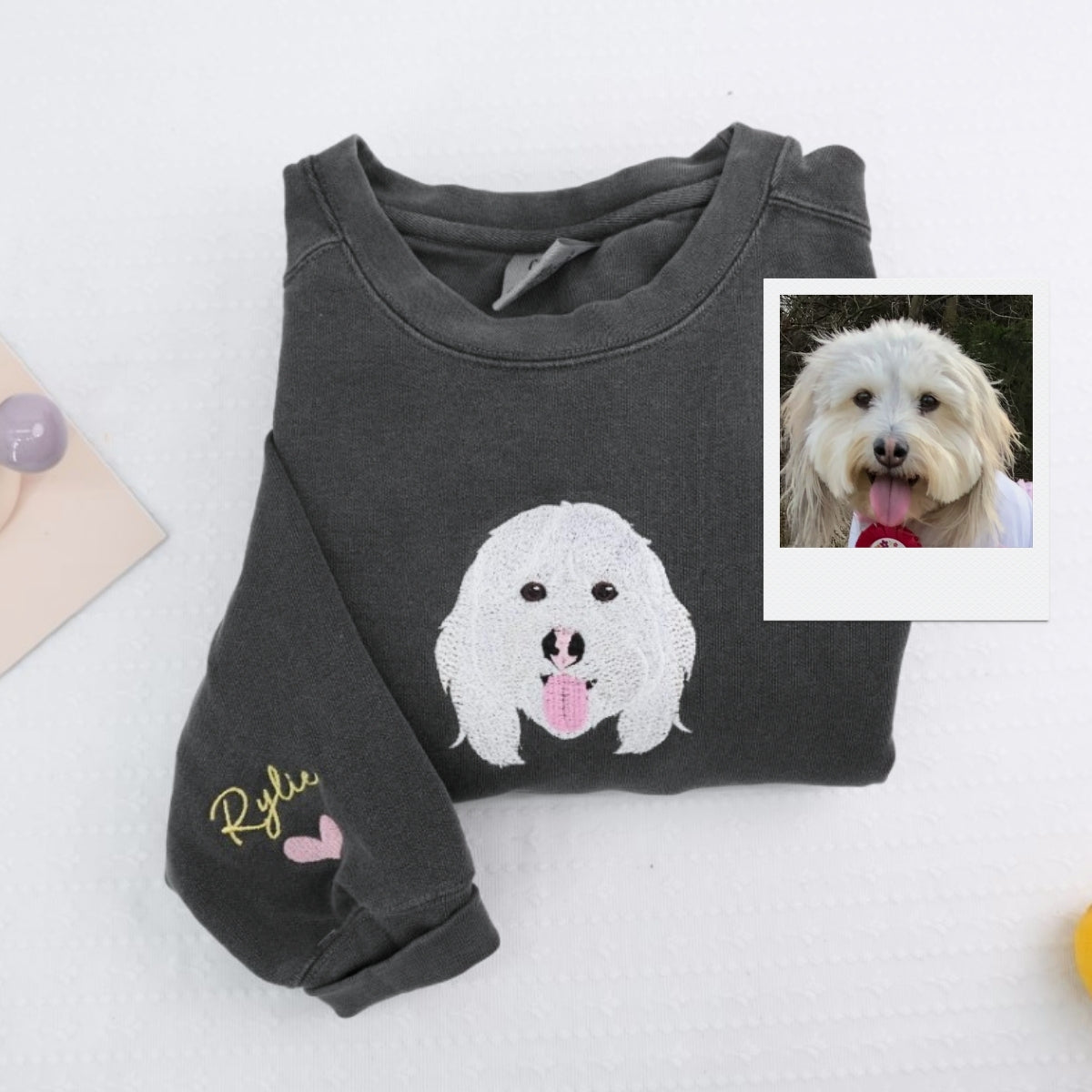 Custom Pet Portrait Hoodies - Dog Face Embroidered Sweatshirts - Personalized Pet Memorial Gift with Names