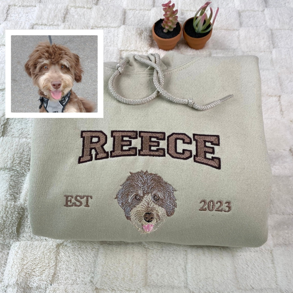 Custom Pet Portrait Hoodies - Personalized Dog Face Embroidered Sweatshirts - Pet Memorial Gift for Dog Moms & Dads