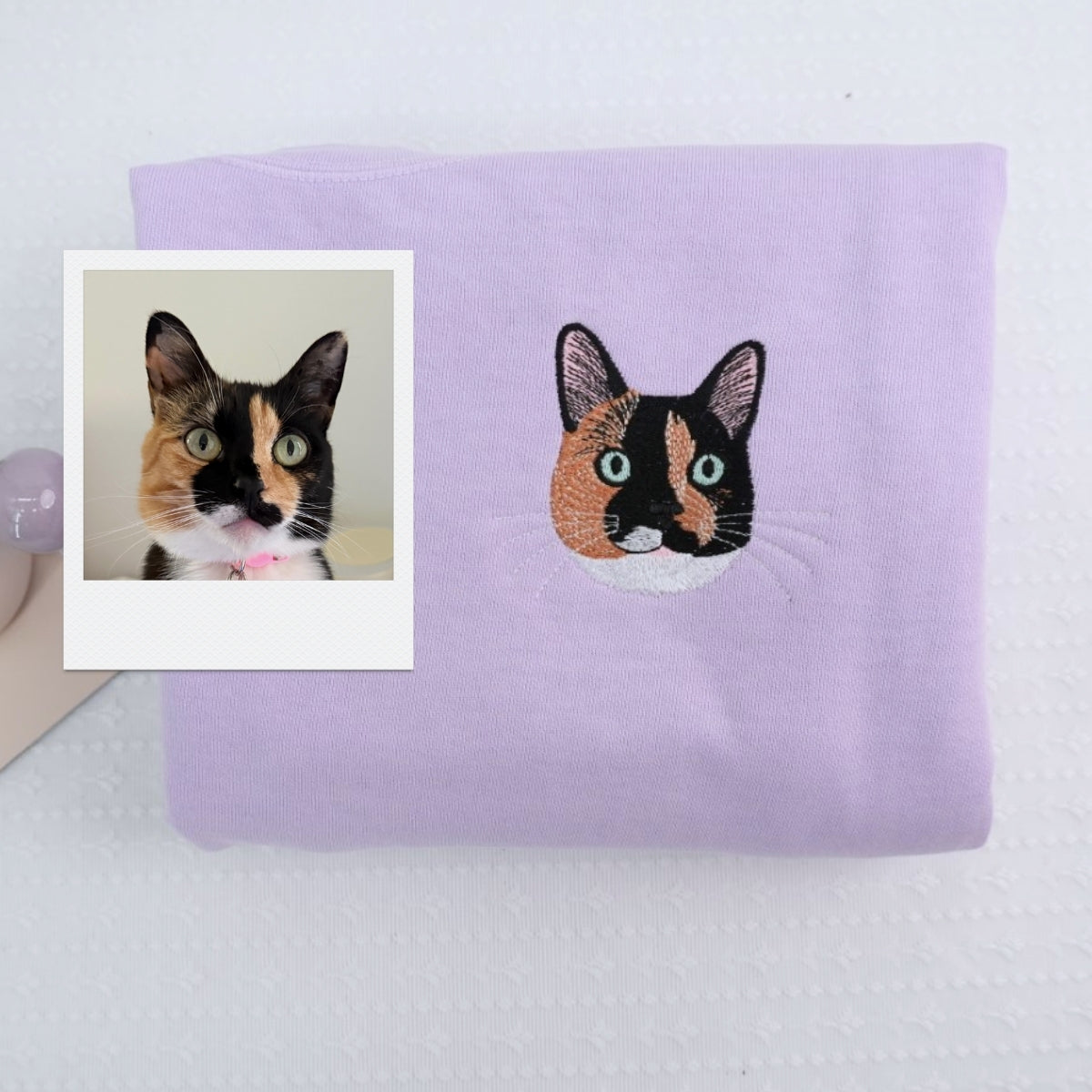 Custom Pet Portrait Sweatshirt with Names - Dog Cat Face Embroidered - Personalized Pet Parent Gift