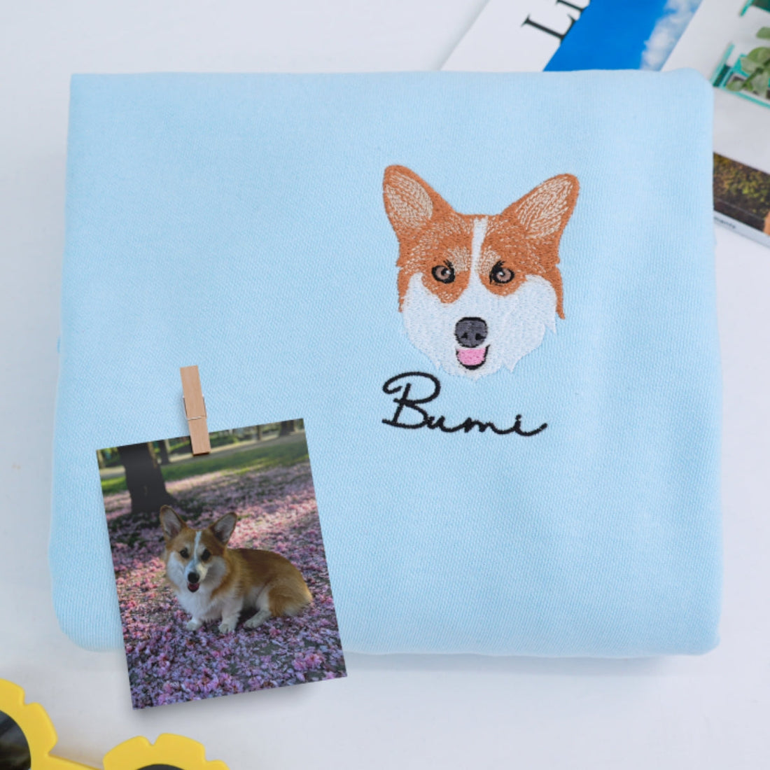 Custom Dog Portrait Hoodies - Custom Pet Face Embroidered Sweatshirts - Personalized Dog Family Gift