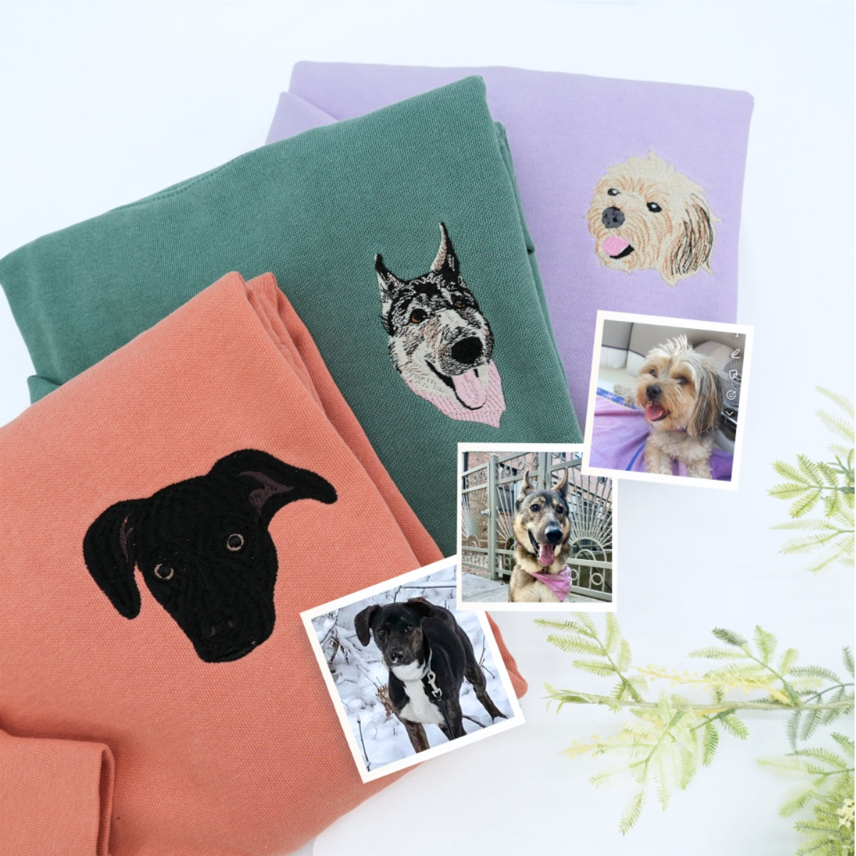 Custom Dog Portrait Hoodies - Custom Pet Face Embroidered Sweatshirts - Personalized Dog Family Gift