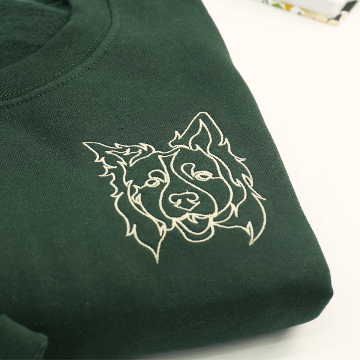 Custom Pet Portrait Sweatshirts - Dog Line Art Embroidered Shirts - Personalized Dog Lover Gift