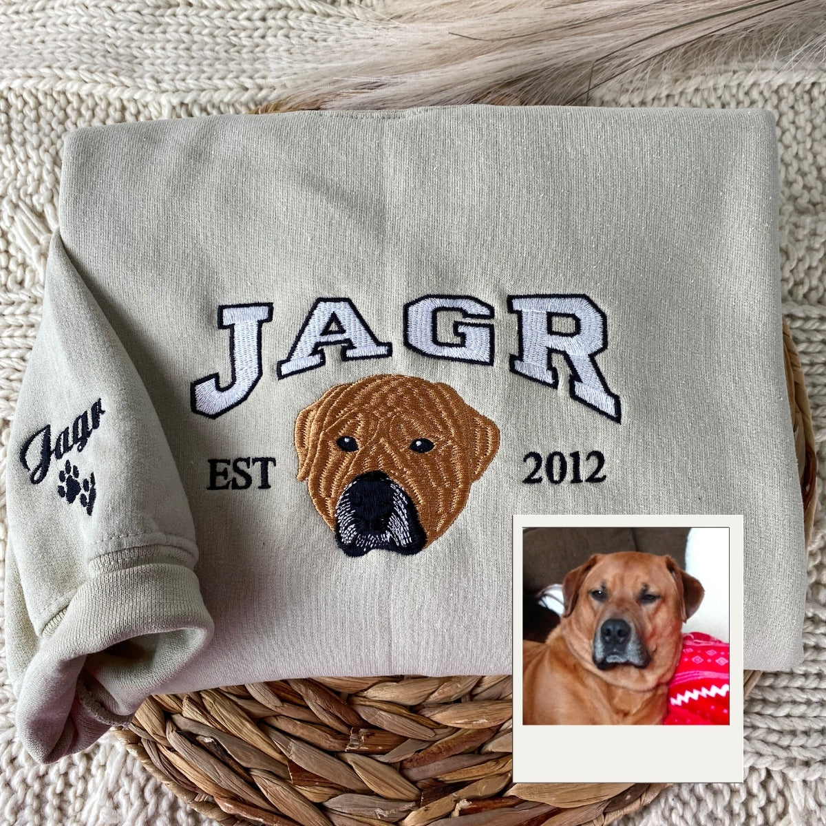 Dog Face Embroidered Hoodies - Custom Pet Varsity Sweatshirts - Personalized Dog Mom Apparel
