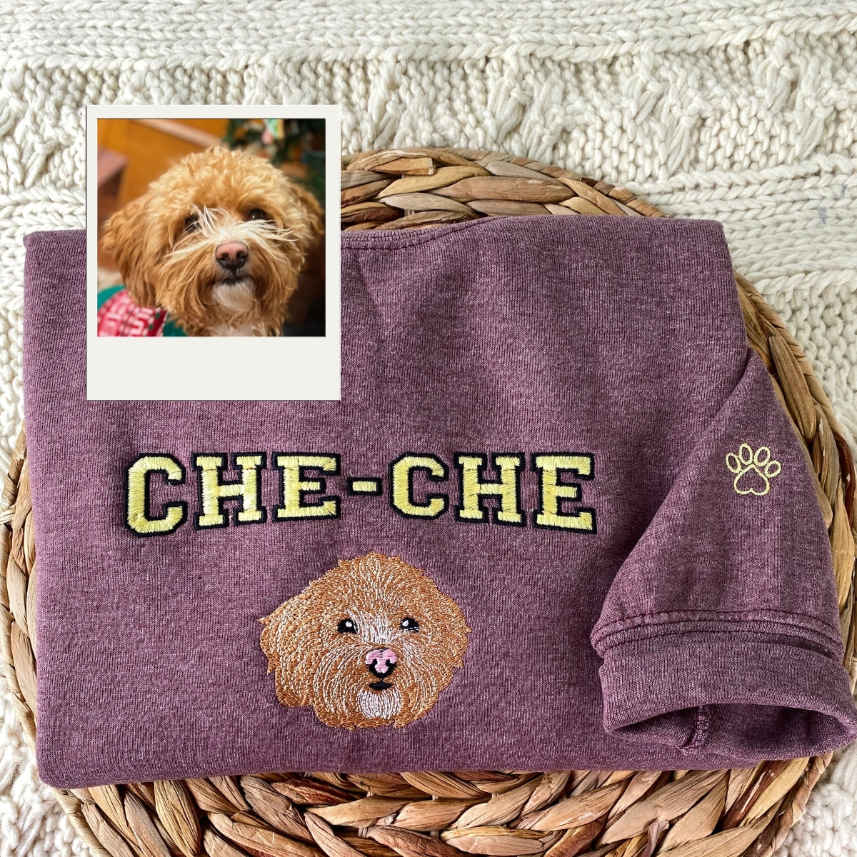 Dog Face Embroidered Hoodies - Custom Pet Varsity Sweatshirts - Personalized Dog Mom Apparel