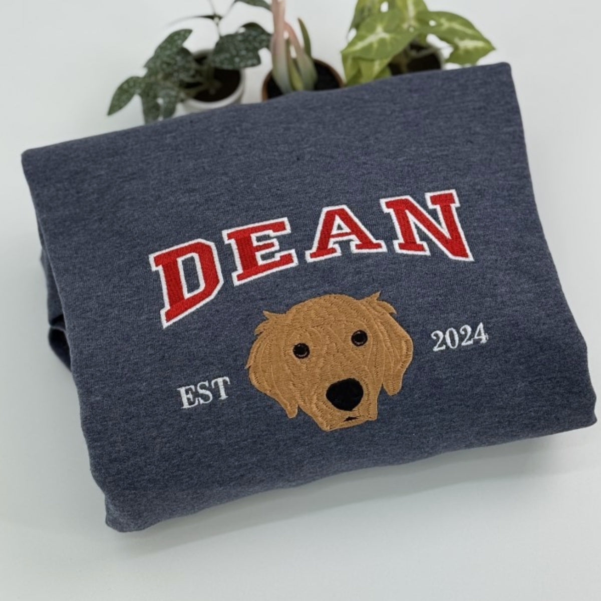 Dog Mom Custom Hoodies - Varsity Style Pet Portrait Embroidered Sweatshirts - Perfect Golden Retriever Gift