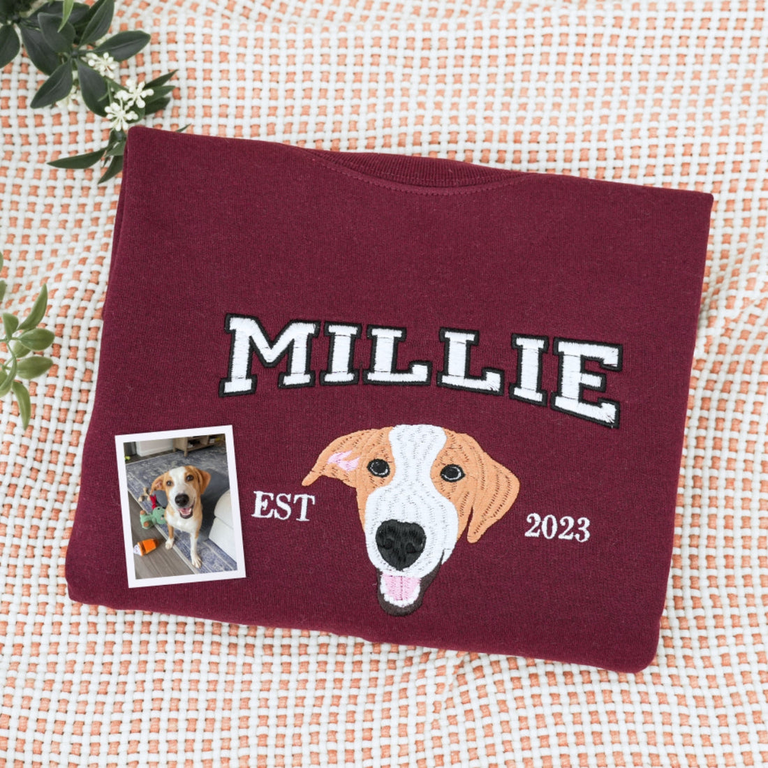 Dog Mom Custom Hoodies - Varsity Style Pet Portrait Embroidered Sweatshirts - Perfect Golden Retriever Gift