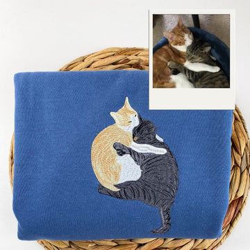 Fur Baby Portrait Hoodies - Custom Cat Face Embroidered Sweatshirts - Cat Family Apparel