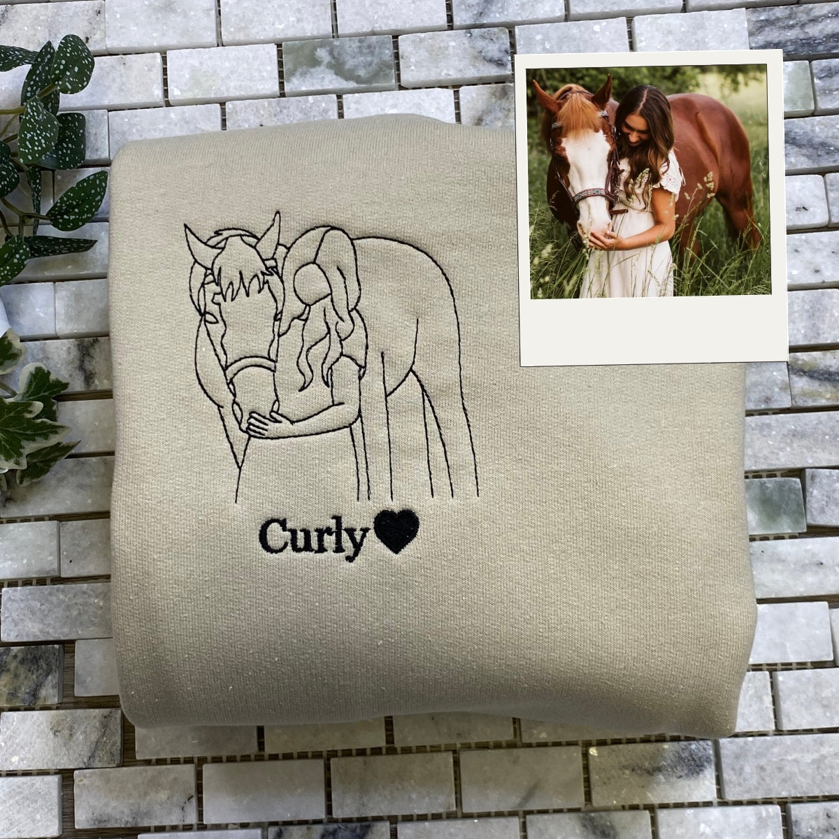 Horse Art Gift Hoodies - Line Art Portrait Embroidered Sweatshirts - Equestrian Presents