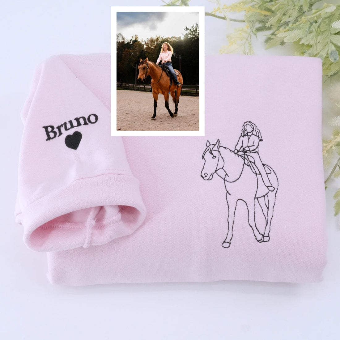 Horse Art Gift Hoodies - Line Art Portrait Embroidered Sweatshirts - Equestrian Presents
