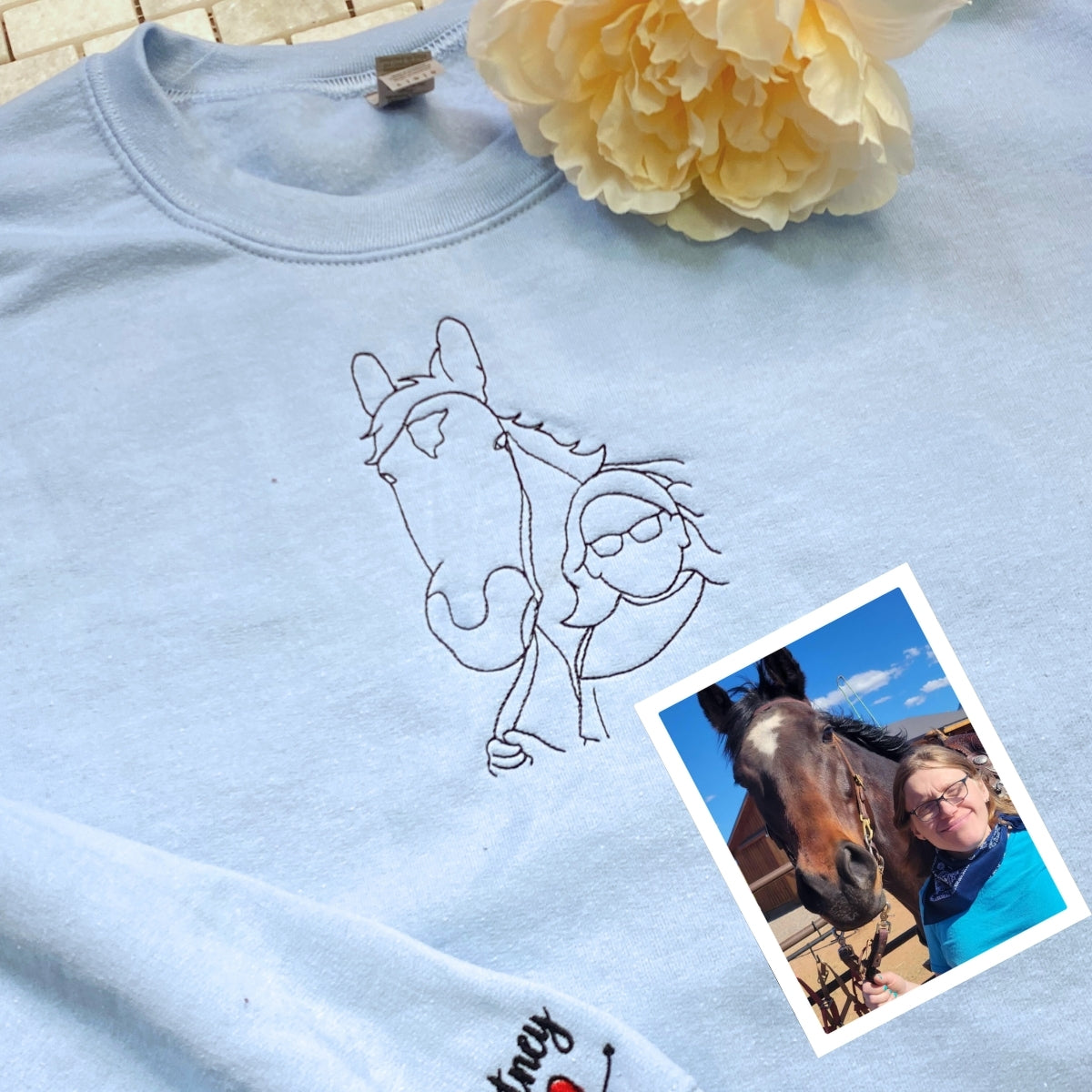 Horse Lover Custom Hoodies - Equestrian Embroidered Sweatshirts - Custom Horse Rider Art Gift