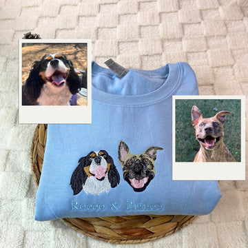 Memorial Dog Portrait Hoodies - Custom Pet Memory Embroidered Sweatshirts - Pet Tribute Gift