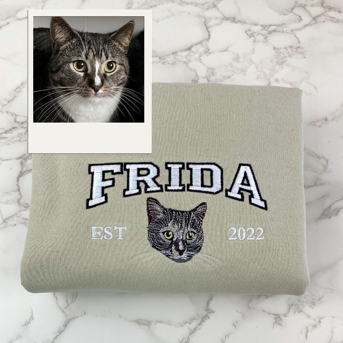 Personalized Cat Name Hoodies - Custom Pet Varsity Embroidery Sweatshirts - Cat Parent Apparel