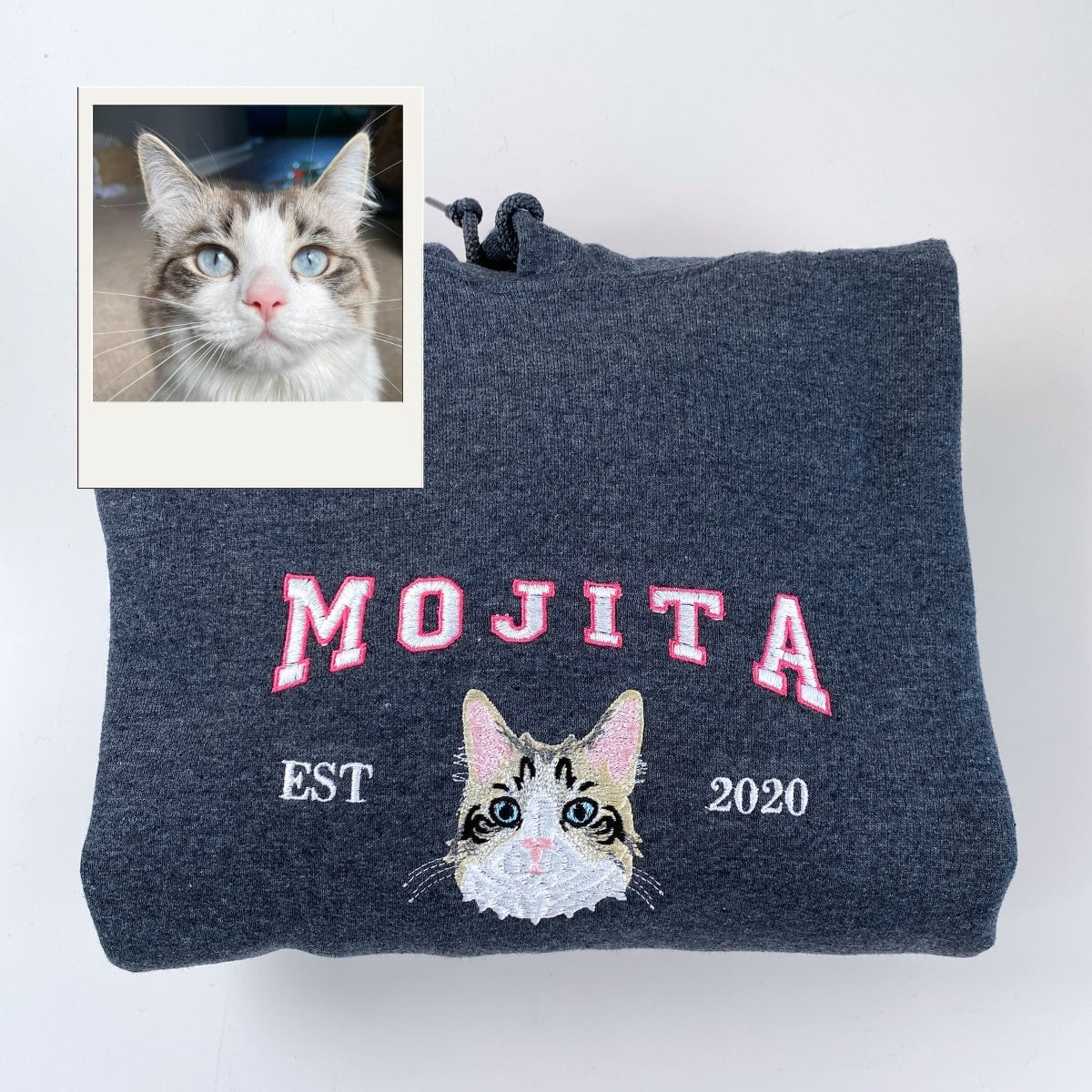 Personalized Cat Name Hoodies - Custom Pet Varsity Embroidery Sweatshirts - Cat Parent Apparel