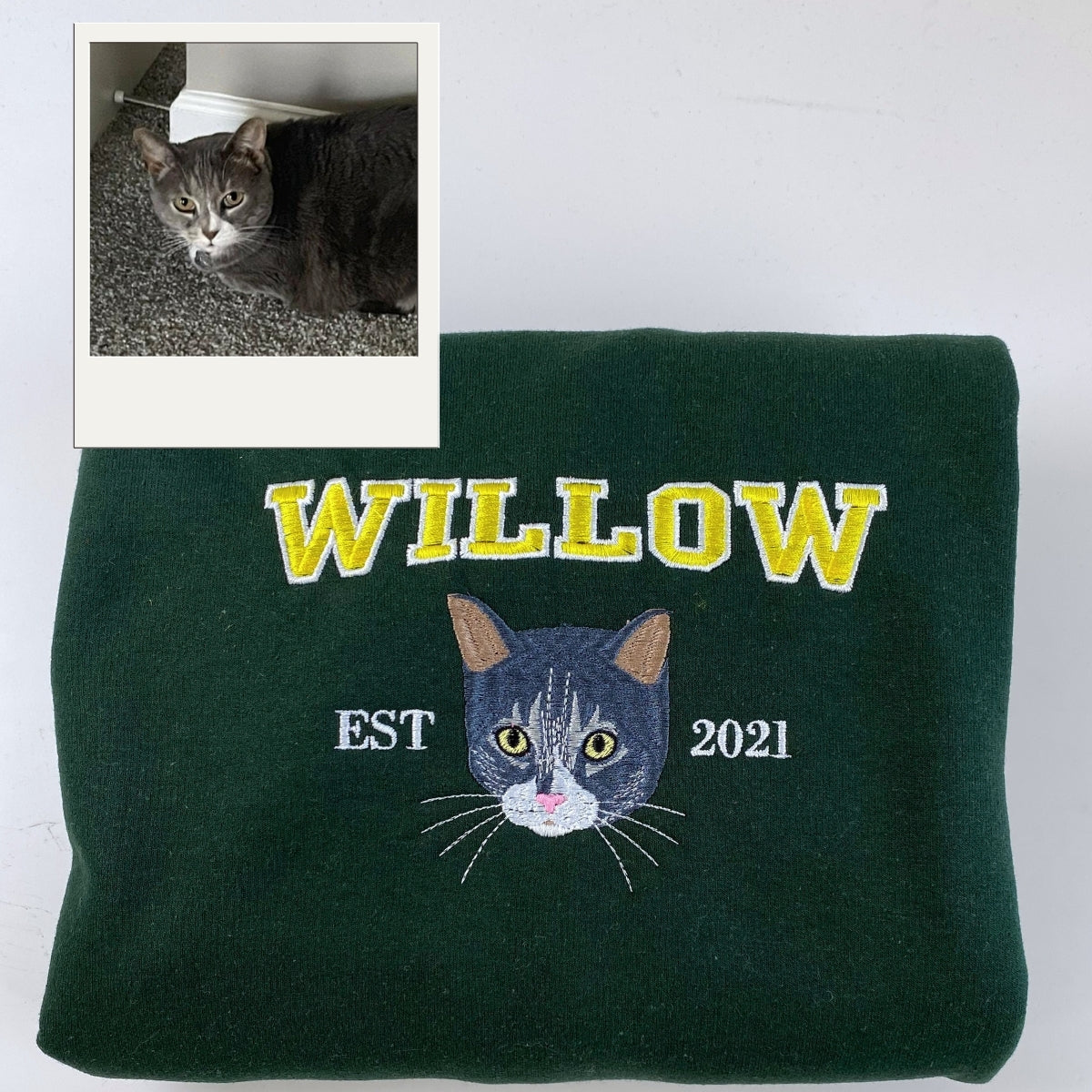 Personalized Cat Name Hoodies - Custom Pet Varsity Embroidery Sweatshirts - Cat Parent Apparel