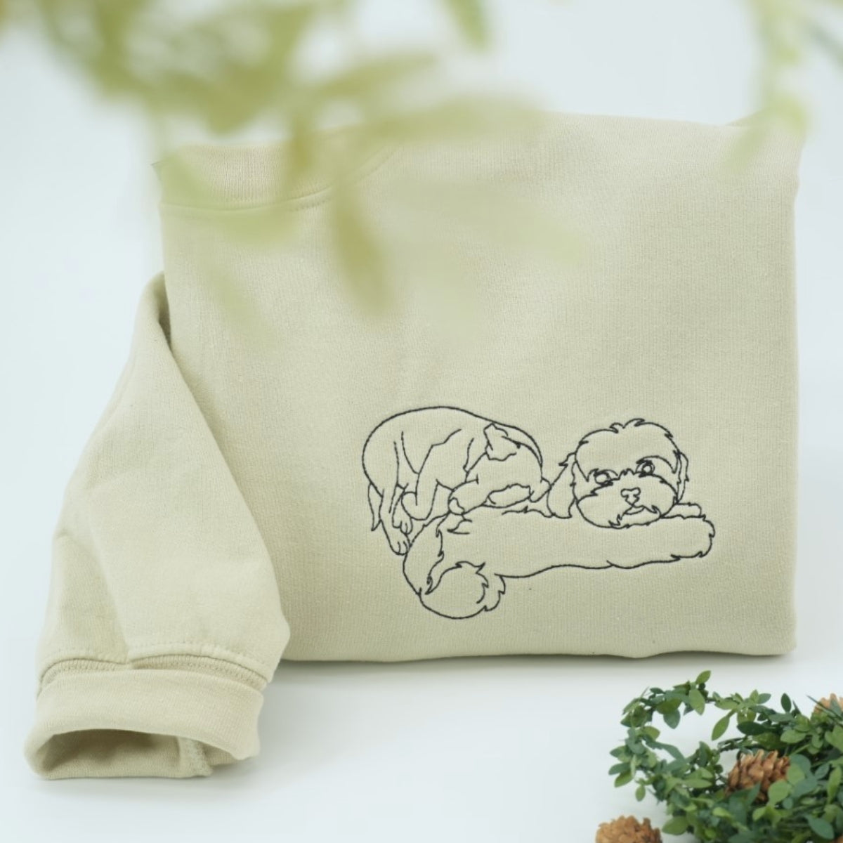 Personalized Dog Line Art Hoodies - Custom Pet Name Embroidered Sweatshirts - Dog Parent Gift