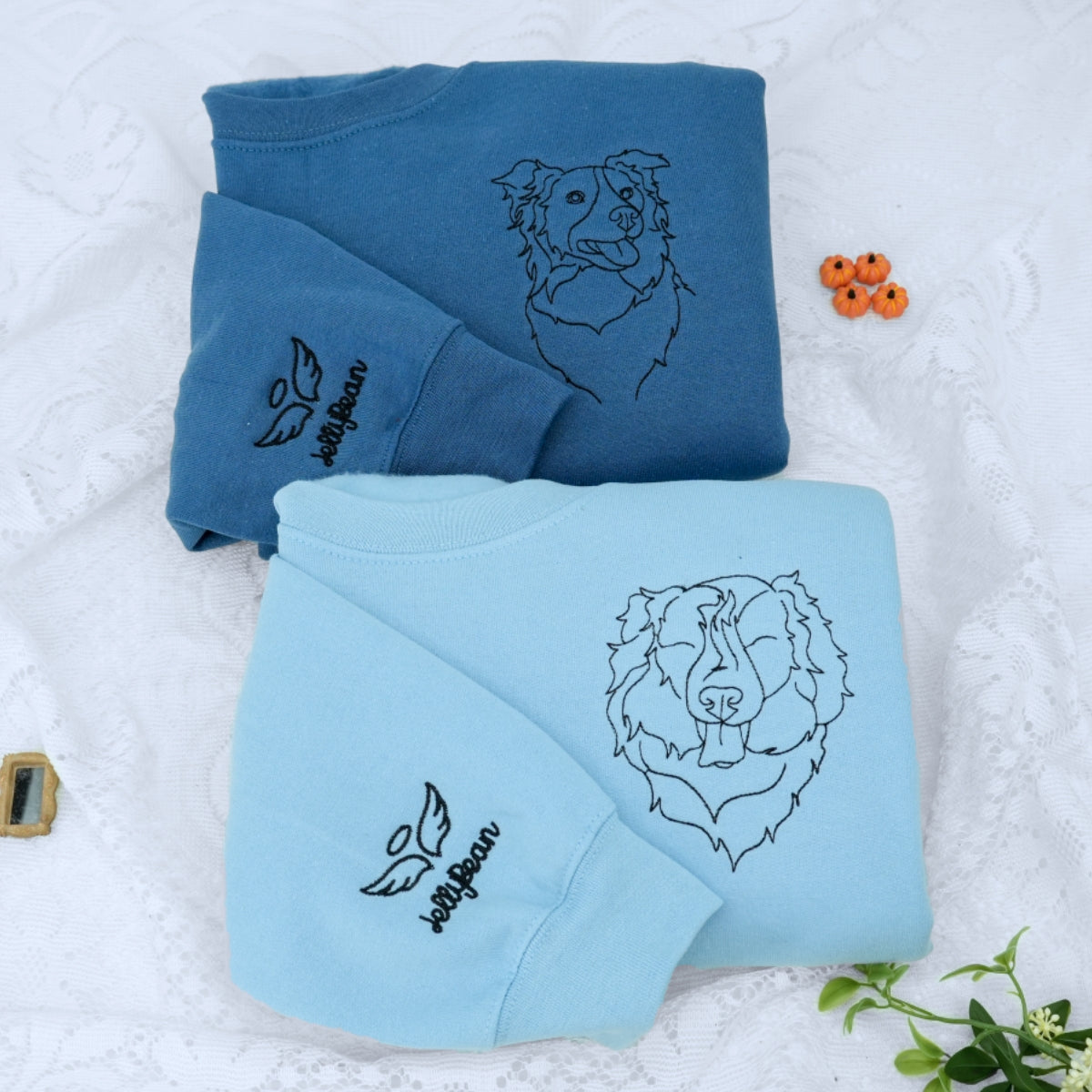 Personalized Dog Line Art Hoodies - Custom Pet Name Embroidered Sweatshirts - Dog Parent Gift