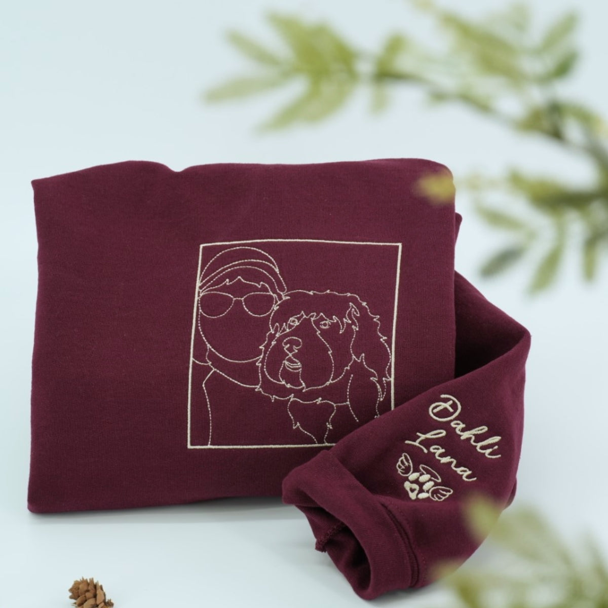 Personalized Dog Line Art Hoodies - Custom Pet Name Embroidered Sweatshirts - Dog Parent Gift