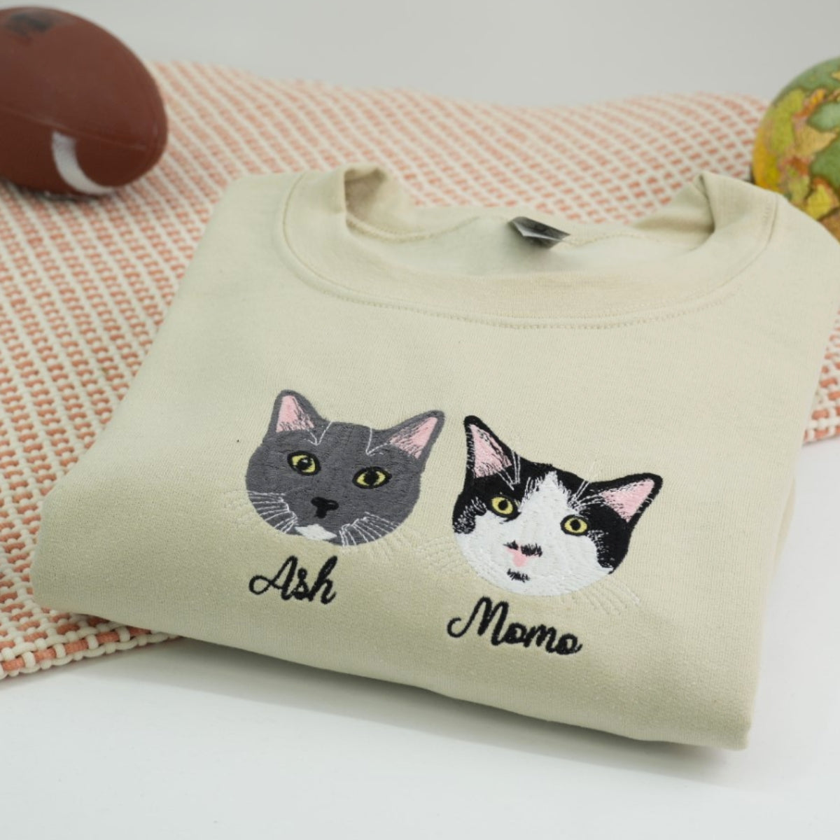 Pet Memorial Custom Hoodies - Cat Angel Wings Embroidered Sweatshirts - Rainbow Bridge Tribute Gift
