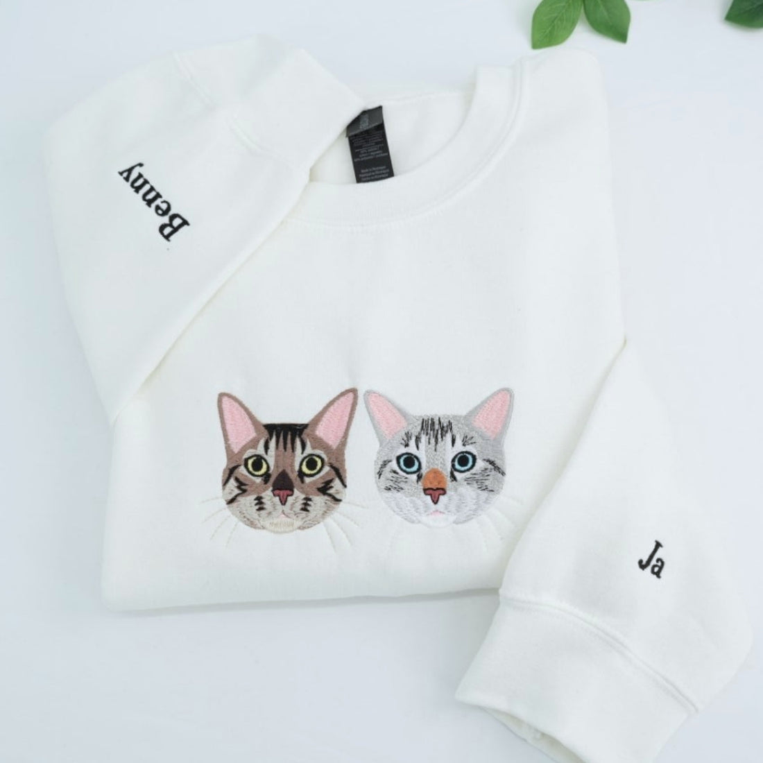 Pet Memorial Custom Hoodies - Cat Angel Wings Embroidered Sweatshirts - Rainbow Bridge Tribute Gift