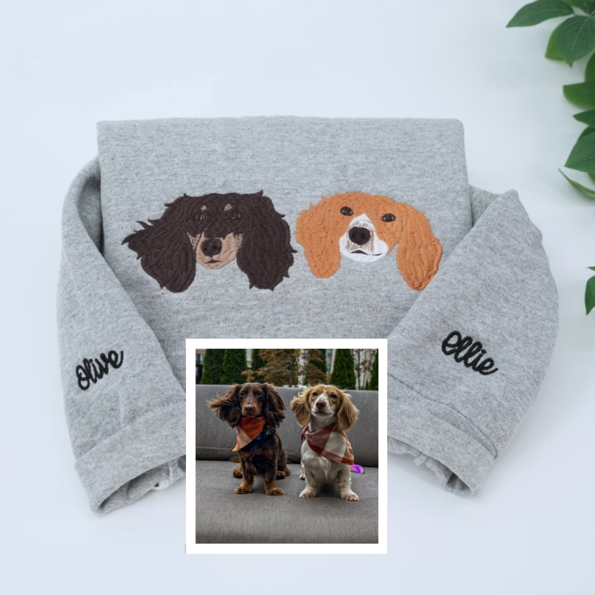 Pet Memorial Custom Hoodies - Dog Angel Halos Embroidered Sweatshirts - Rainbow Bridge Tribute Gift