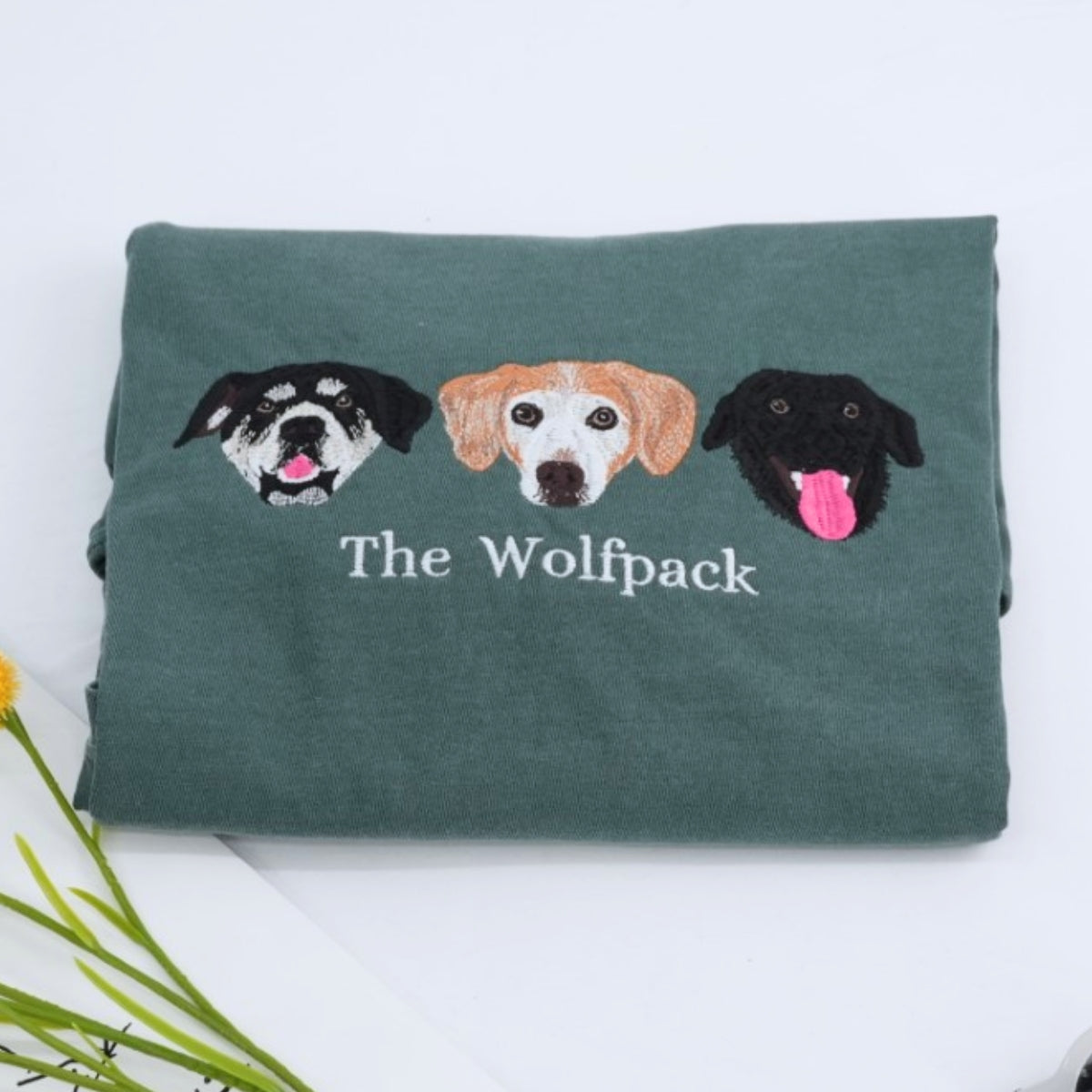 Pet Memorial Custom Hoodies - Dog Angel Halos Embroidered Sweatshirts - Rainbow Bridge Tribute Gift