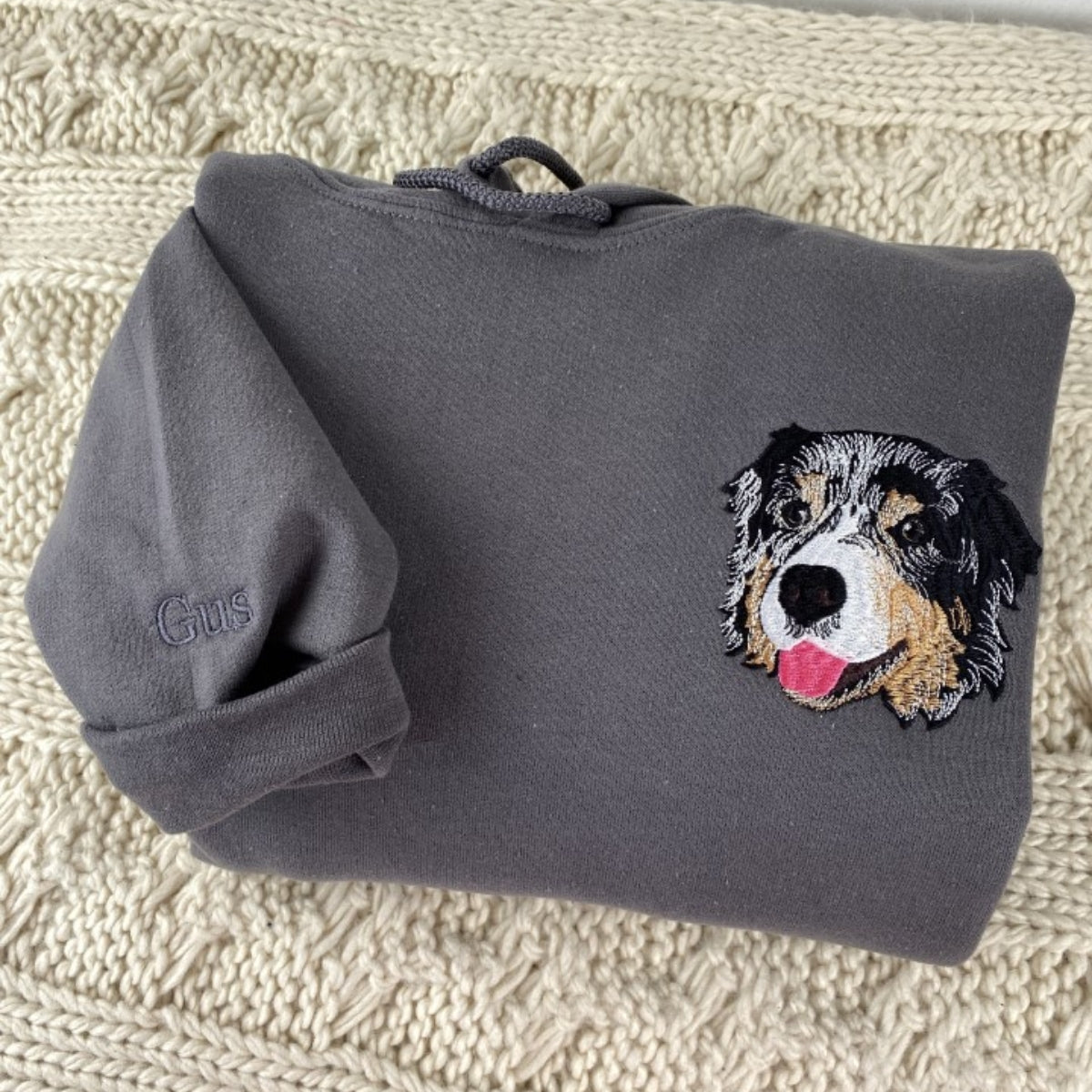 Pet Memorial Custom Hoodies - Dog Angel Halos Embroidered Sweatshirts - Rainbow Bridge Tribute Gift