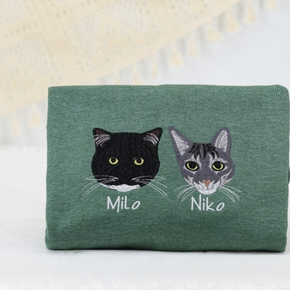 Pet Portrait Sweatshirts - Custom Pet Names Embroidered Apparel - Minimalist Pet Parent Gift
