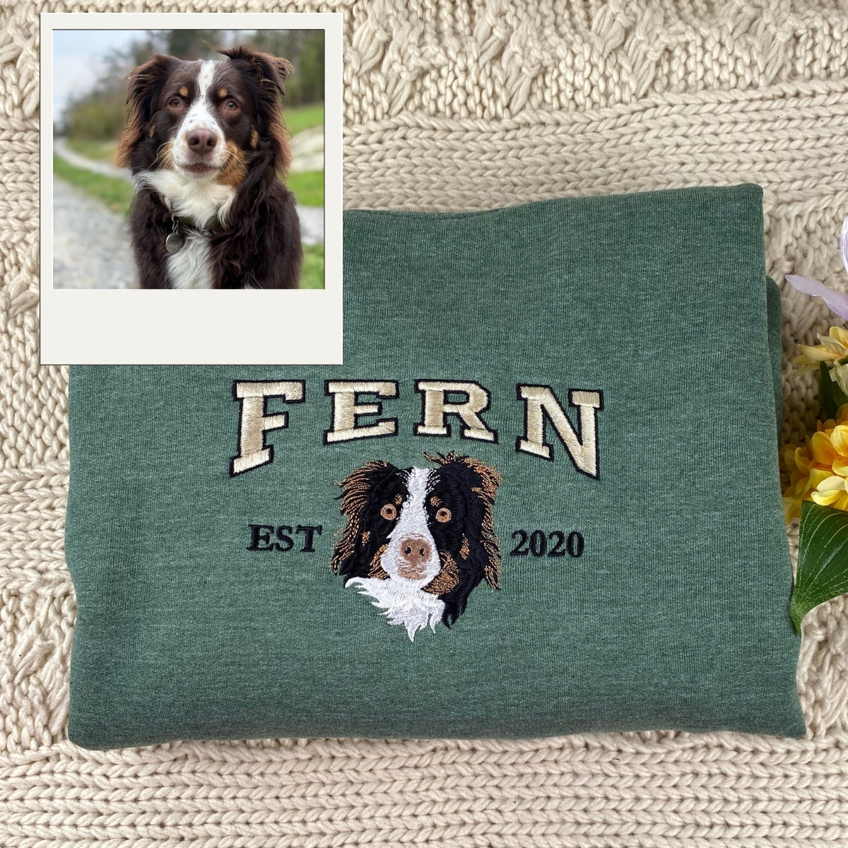 Pet Portrait Varsity Hoodies - Custom Dog Face Embroidered Sweatshirts - Dog Parent Apparel Gift