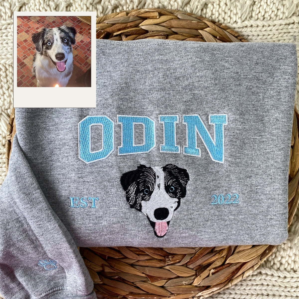 Pet Portrait Varsity Hoodies - Custom Dog Face Embroidered Sweatshirts - Dog Parent Apparel Gift