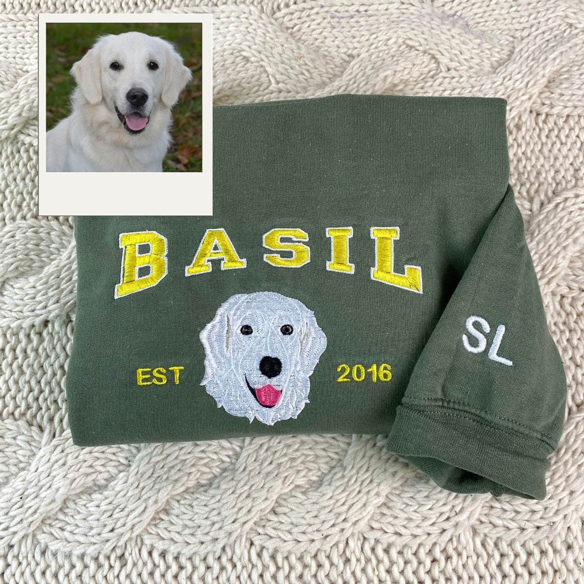Pet Portrait Varsity Hoodies - Custom Dog Face Embroidered Sweatshirts - Dog Parent Apparel Gift